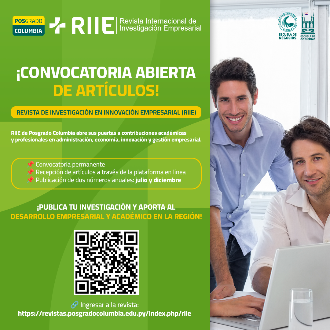 🚀 La Revista de Investigación en Innovación Empresarial (RIIE) abre convocatoria permanente.